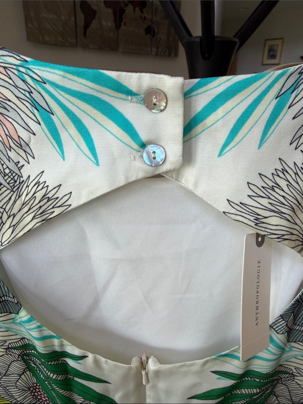 NWT Anthropologie Corey Lynn Calter Bloome Jumpsuit in Cream and Green sz 2 - Picture 12 of 12